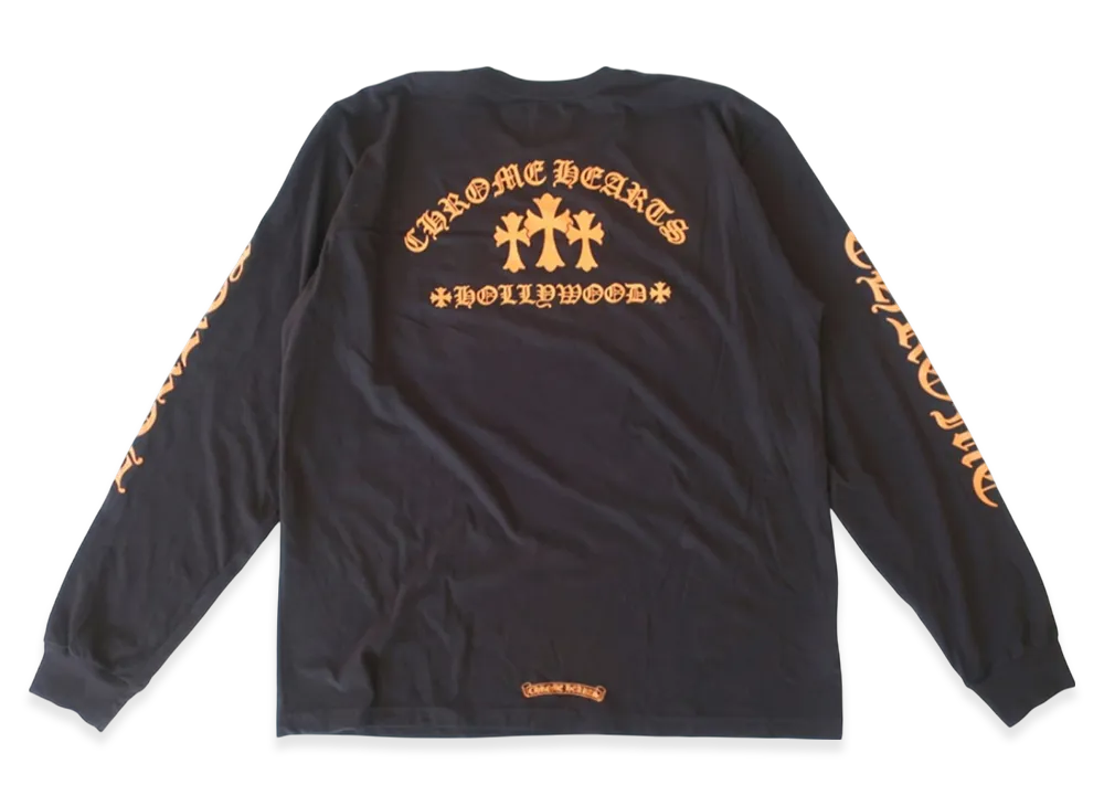 クロムハーツ キングタコ ポケット 長袖Tシャツ "ブラック/オレンジ"