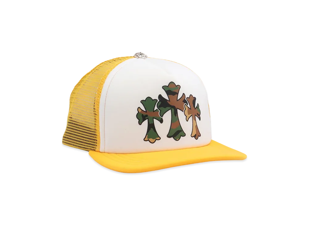 Chrome Hearts 3 Cemetery Cross King Taco Trucker Cap "Yellow"