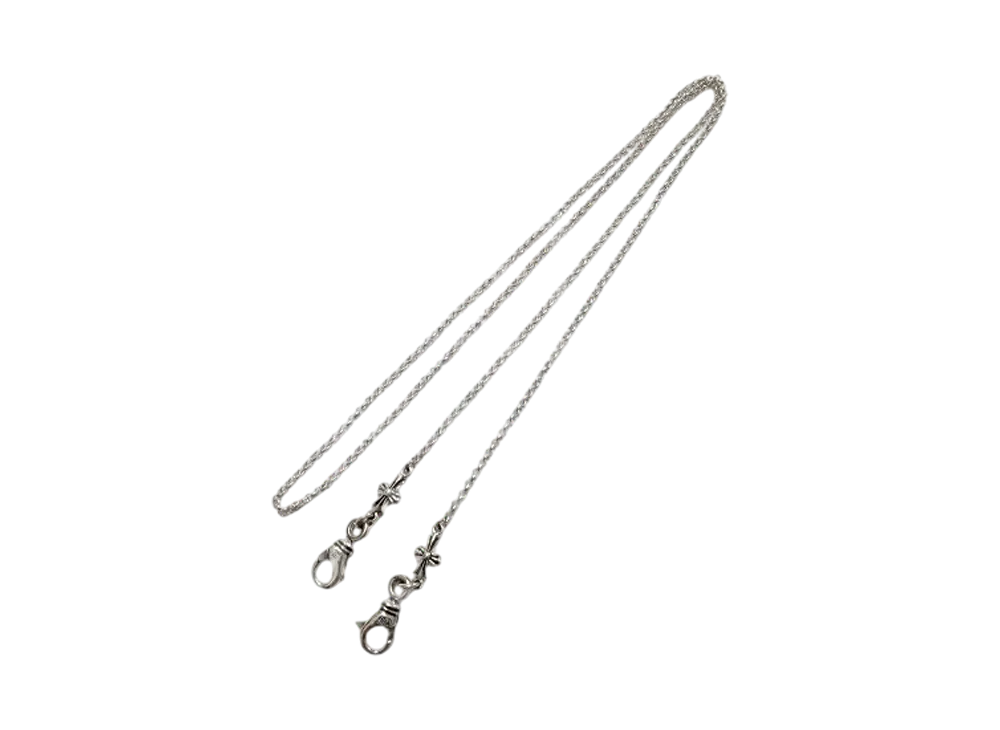 Chrome Hearts Necklace Multipurpose Roll Chain 30 inch 2 Lobster Clips Tiny E CH Plus "Silver"
