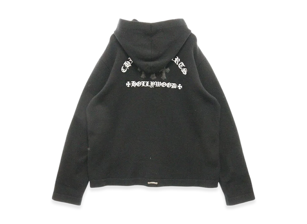 Chrome Hearts Cemetery Cross Embroidered Cashmere Knit Zip Hoodie "Black"