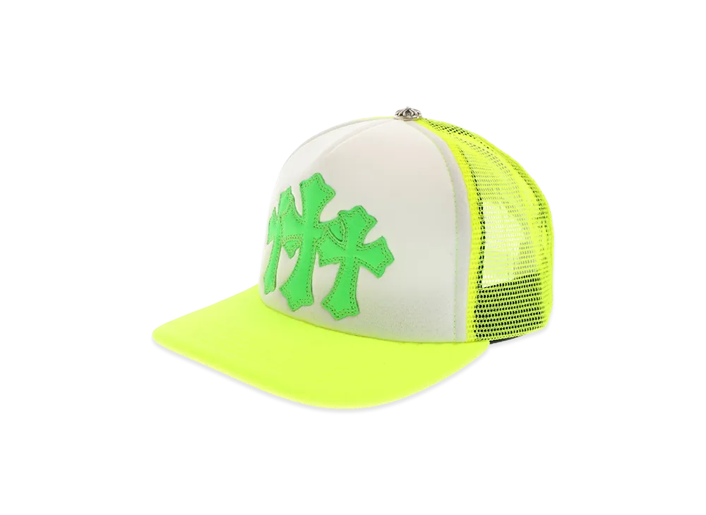 Chrome Hearts 3 Cross Patches Trucker Cap "Yellow/Green"