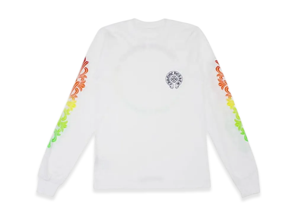 Chrome Hearts Back Grad Circle Logo Floral Sleeve Gradient L/S Tee "White"
