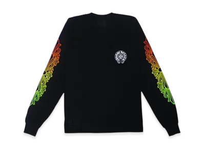 Chrome Hearts Back Grad Circle Logo Floral Sleeve Gradient L/S Tee "Black"