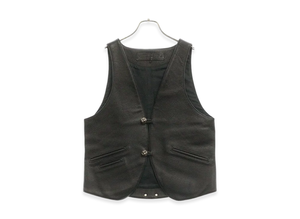 Chrome Hearts Cross Ball Button Leather Vest "Silver/Black"