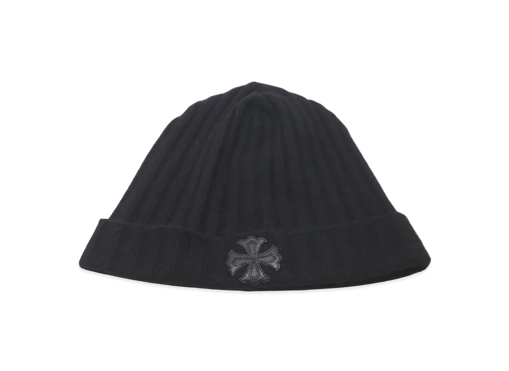 Chrome Hearts CH Plus Cross Leather Patch Beanie "Black"