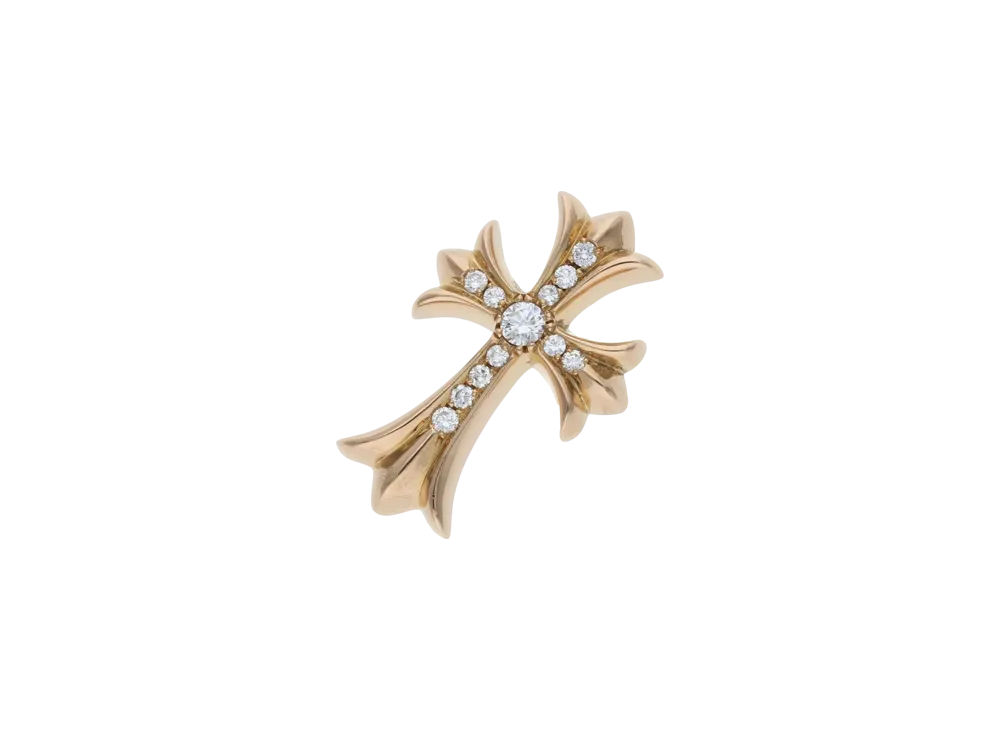 Chrome Hearts 22K Small CH Cross Pave Diamond Pendant Top "Yellow Gold"