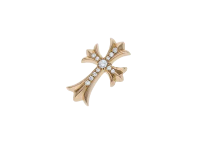 Chrome Hearts 22K Small CH Cross Pave Diamond Pendant Top "Yellow Gold"