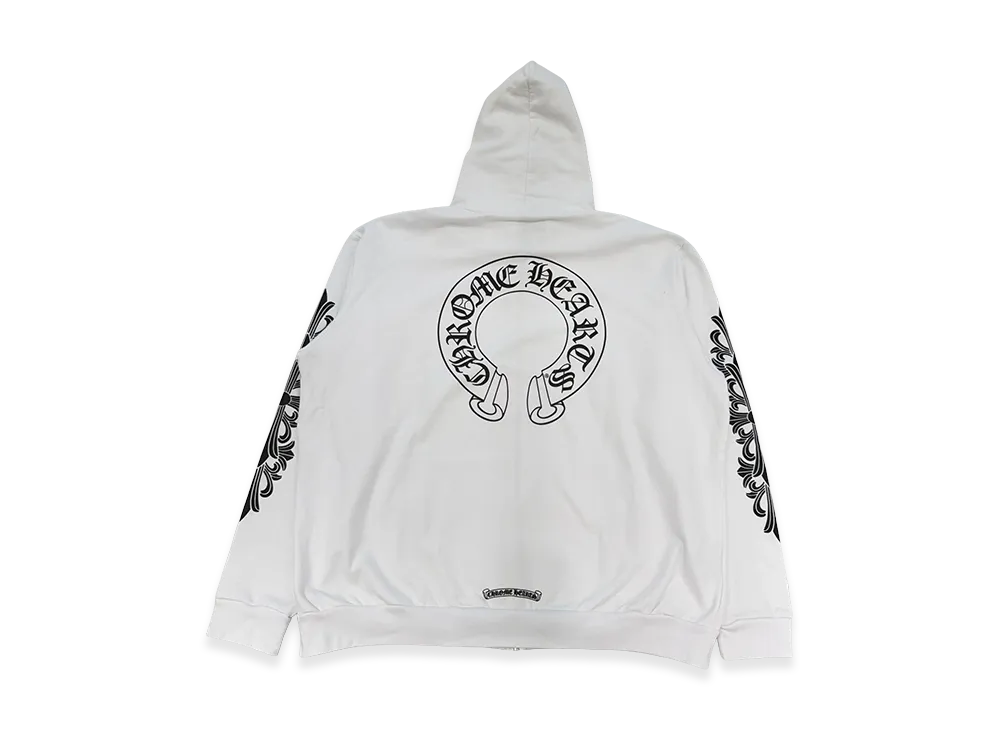 クロムハーツ ホースシュー フローラルクロス ジップアップ フーディー "ホワイト"