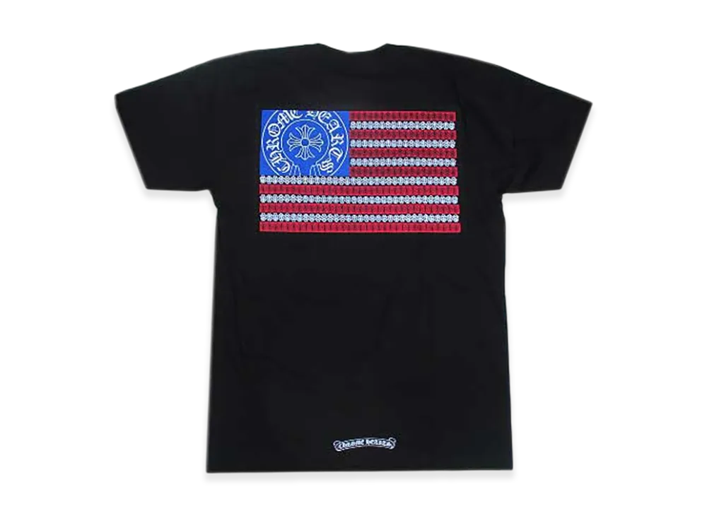 Chrome Hearts American Flag Back Print Crewneck T-Shirt "Black/Red/Blue"