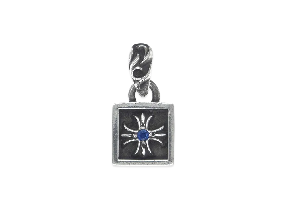 Chrome Hearts Framed CH Plus Charm with 1 Sapphire "Silver"