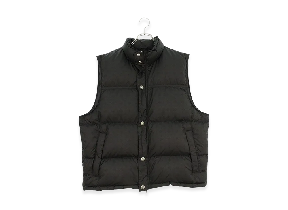 Chrome Hearts Stiff CH Plus All Over Pattern Crossball Button Nylon Down Vest "Black"