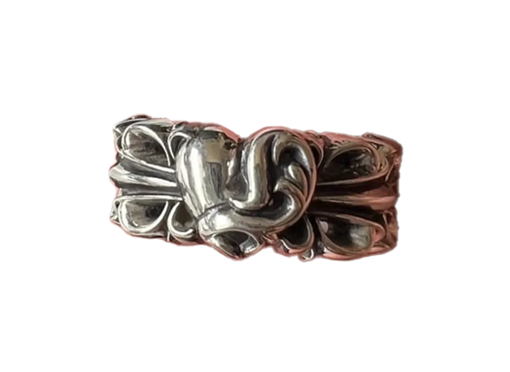 クロムハーツ ダブルフローラルクロスハートリング "シルバー"