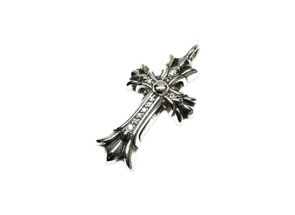 Chrome Hearts Double CH Cross PAVE Diamond Charm "Silver"