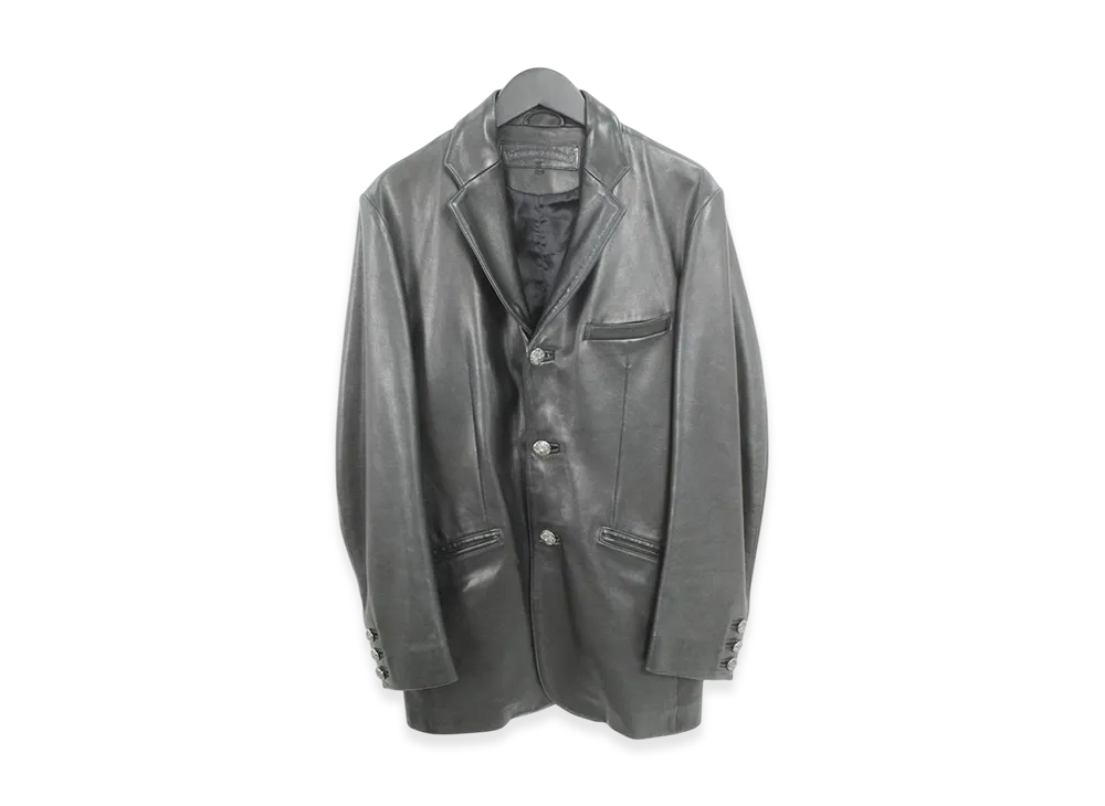 Chrome Hearts Crossball Button Leather Tailored Jacket "Black"