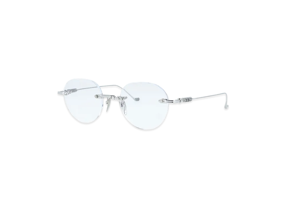 Chrome Hearts SOFFFFFFFFERS I 49 Floral Boston Rimless Two Point "Shiny Silver"