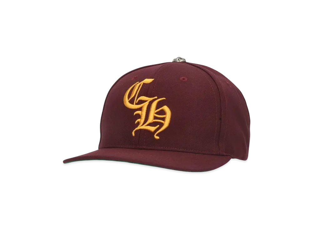 Chrome Hearts 6 Panel On Field CH White Baseball Cap "Bordeaux/Yellow"