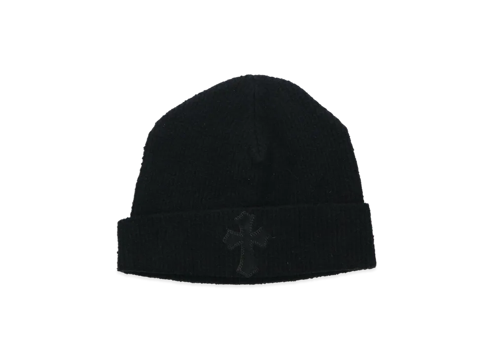 Chrome Hearts Calf Hair Leather Cross Patch Beanie "Black"