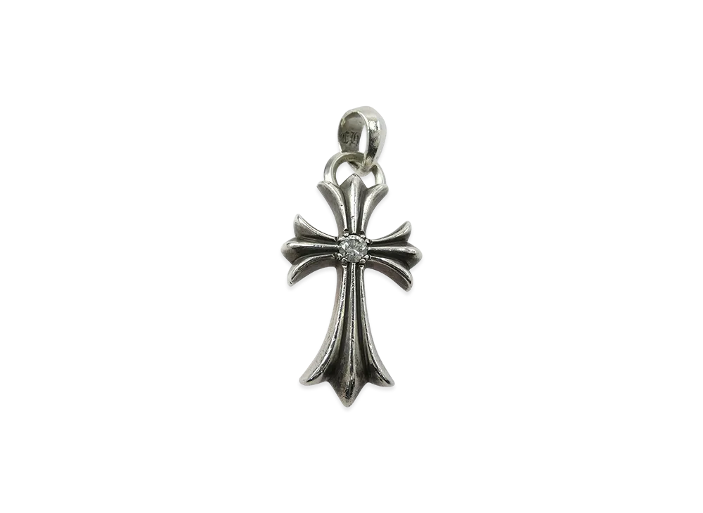 Chrome Hearts CH Cross Small 1P Aftermarket Diamond Small CH Cross Charm with Bail "Silver"