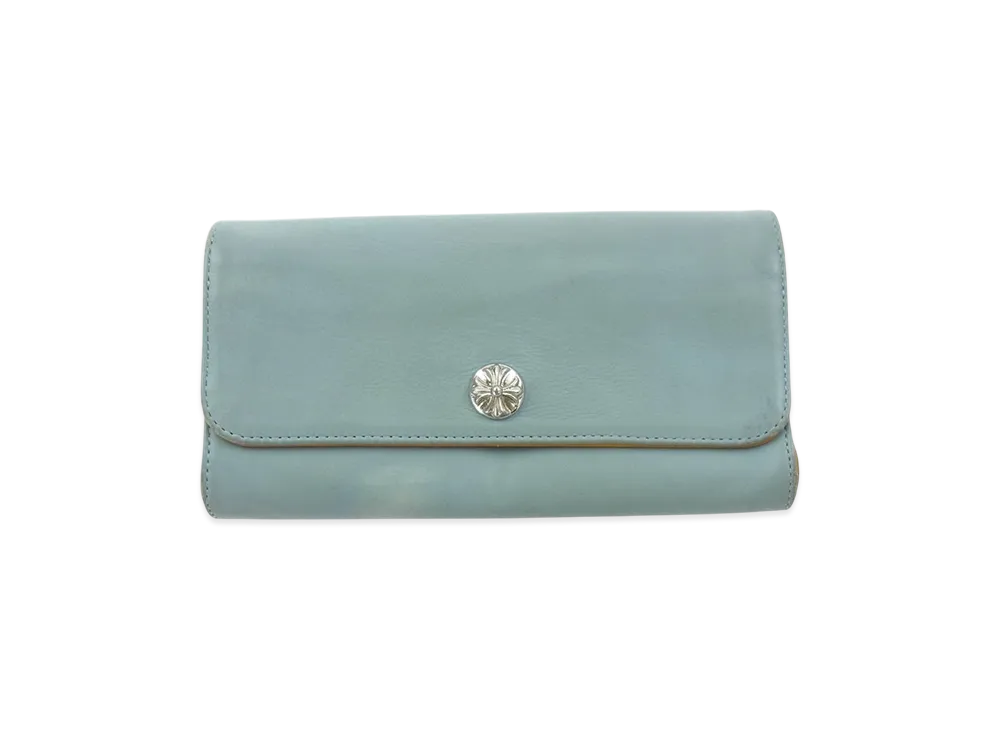 Chrome Hearts Judy Novelty Crossball Button Leather Long Wallet "Silver"