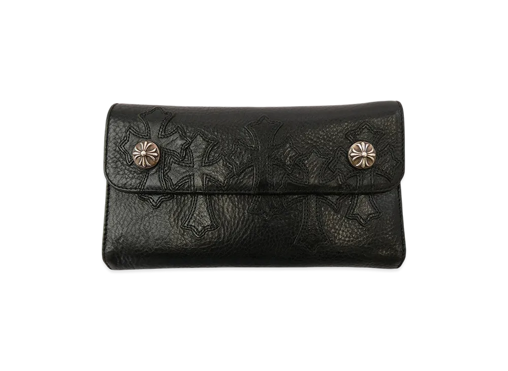 Chrome Hearts Wave Dagger Zip Cross Patch Leather Wallet "Black"
