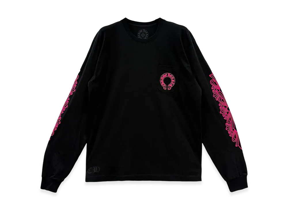 クロムハーツ ホースシュー フローラルクロス ピンクロゴ L/S ポケット