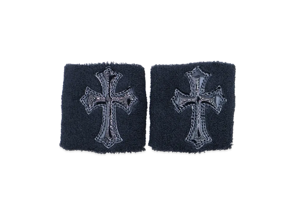 Chrome Hearts Enamel Patent Leather Cross Patch Wristband Set of 2 "Black"