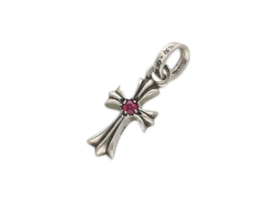 Chrome Hearts CH Cross Baby Fat Charm 1Ruby "Silver"