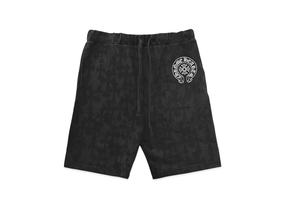 Chrome Hearts Cemetery Cross All Over Print Sweat Shorts "Black"
