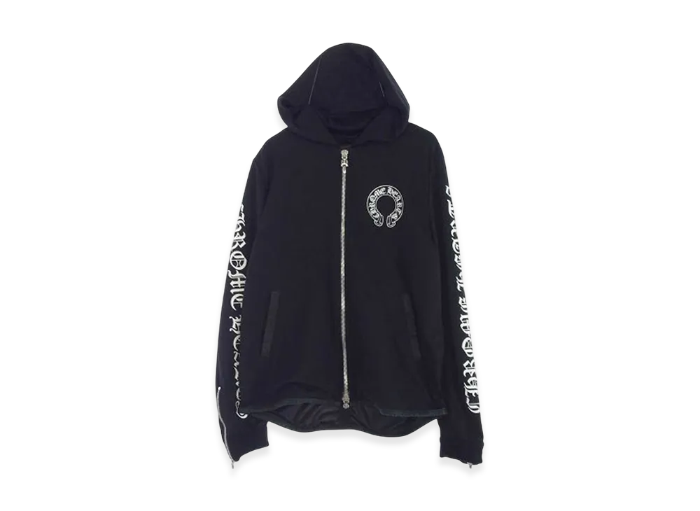 Chrome Hearts TRACK HDZF FBRC Dagger Crossball Sleeve Zip Hoodie "Black"
