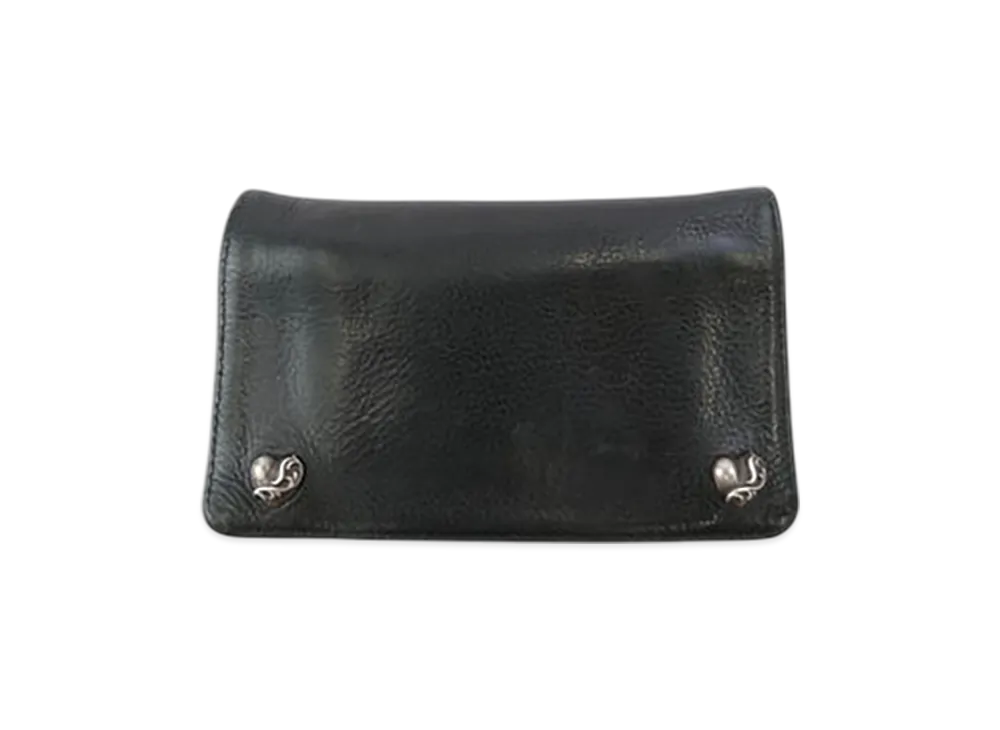 Chrome Hearts 1Zip Heart Button Leather Wallet "Black"
