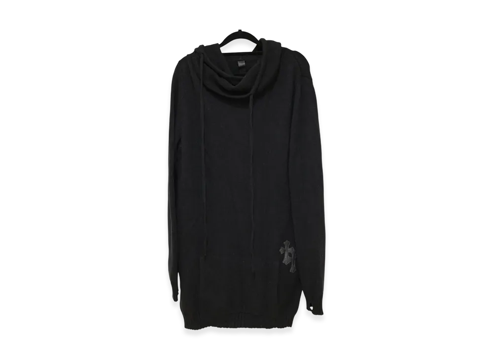 Chrome Hearts Y NOT Cross Patch Cashmere Knit Long Hoodie "Black"