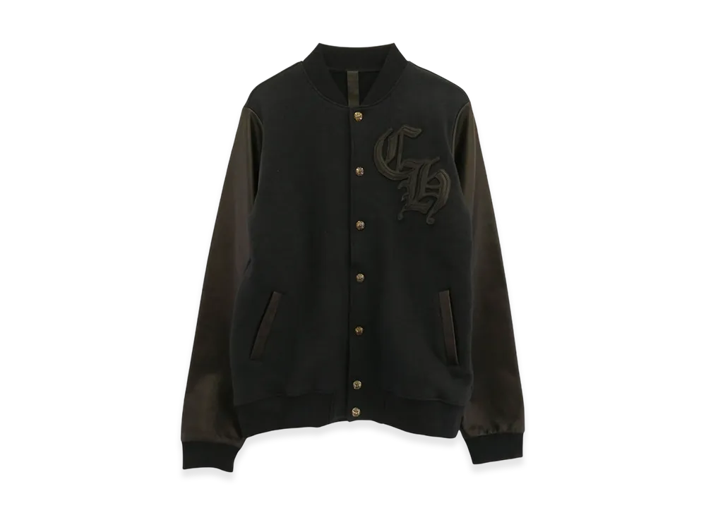 Chrome Hearts CH Patch Leather Bomber Jacket "Black"
