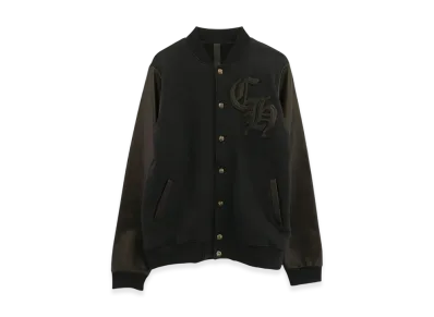 Chrome Hearts CH Patch Leather Bomber Jacket "Black"