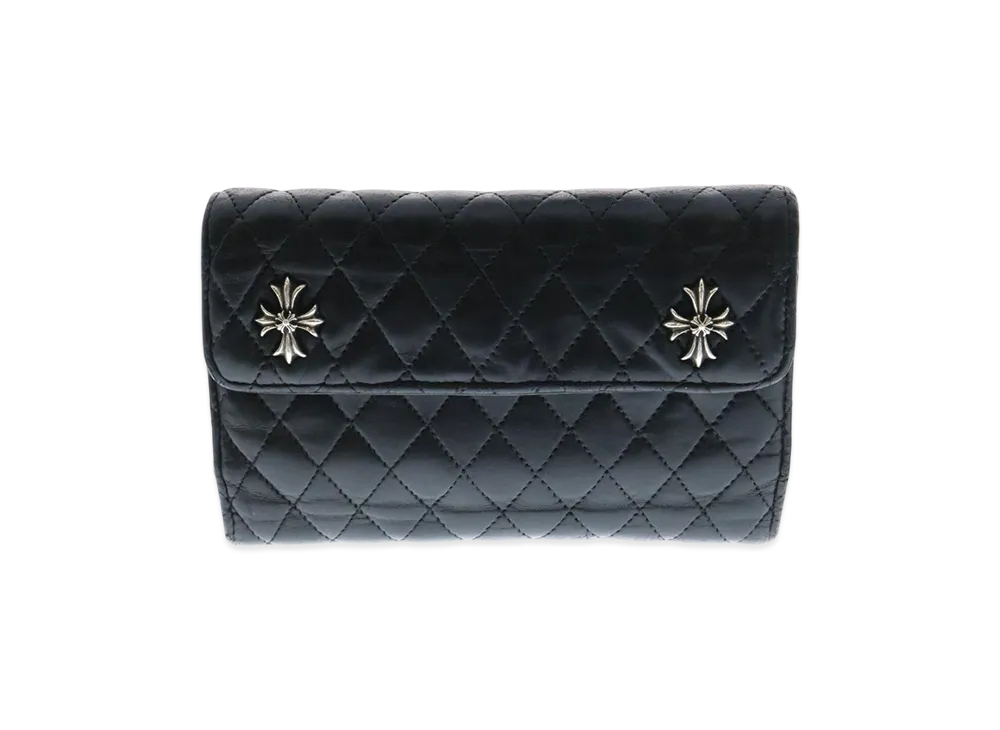 クロムハーツ ウェーブ キルティングレザー ウォレット "ブラック"