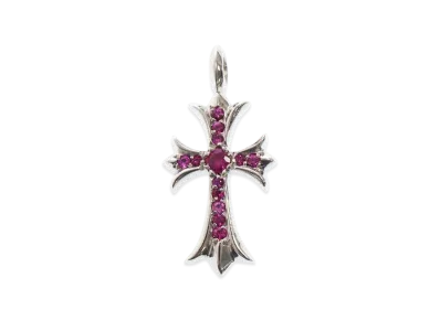 Chrome Hearts Tiny Fat Cross Pink Sapphire Charm "Silver"