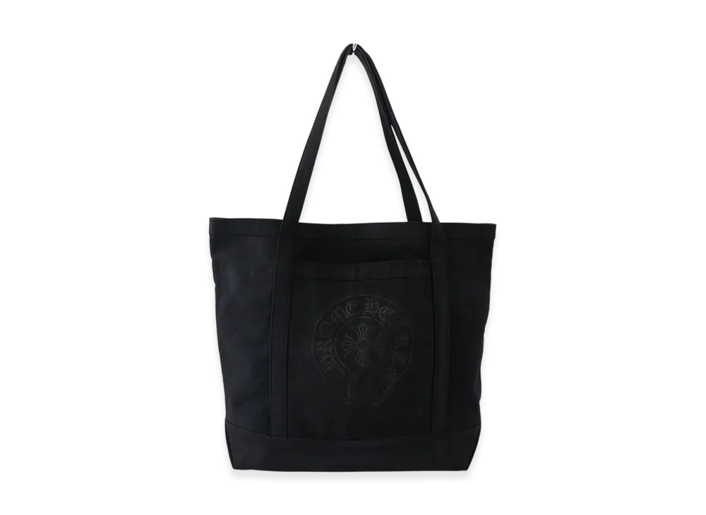 クロムハーツ CHプラス ホースシュープリント コットンキャンバス トートバッグ "ブラック"