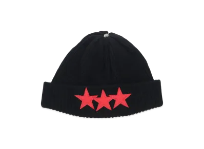 Chrome Hearts Red Star Leather Patch Beanie "Black/Red"