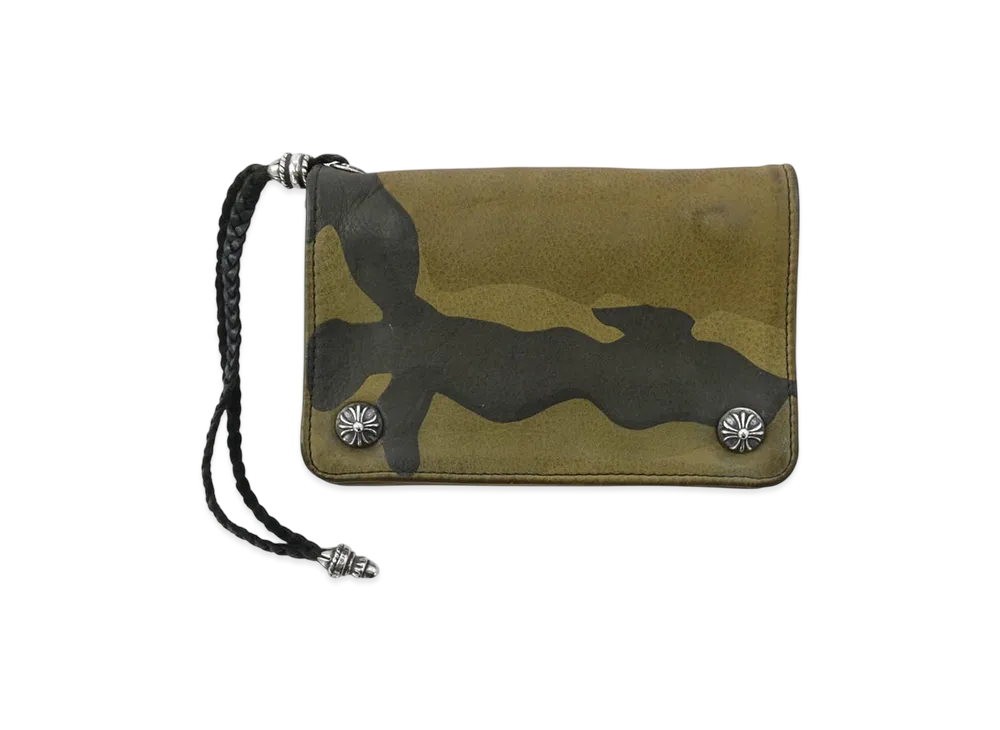 Chrome Hearts 2 Zip Leather Strap Camo Wallet "Khaki"