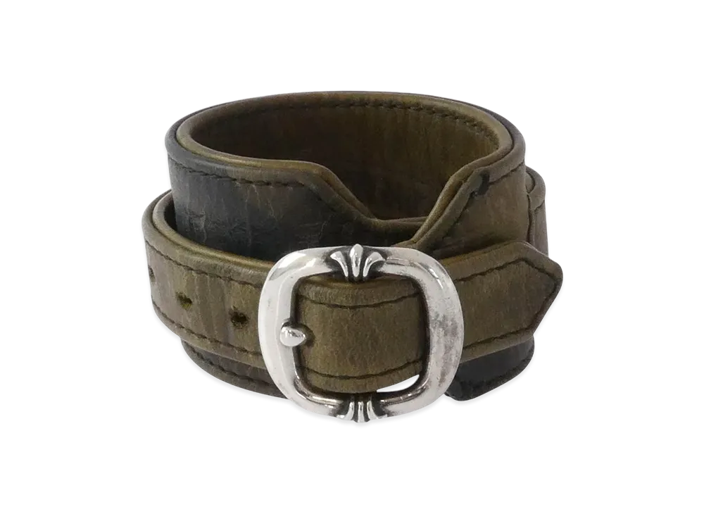 Chrome Hearts Rock 'n Roll Tiny Buckle Leather Bracelet "Khaki"
