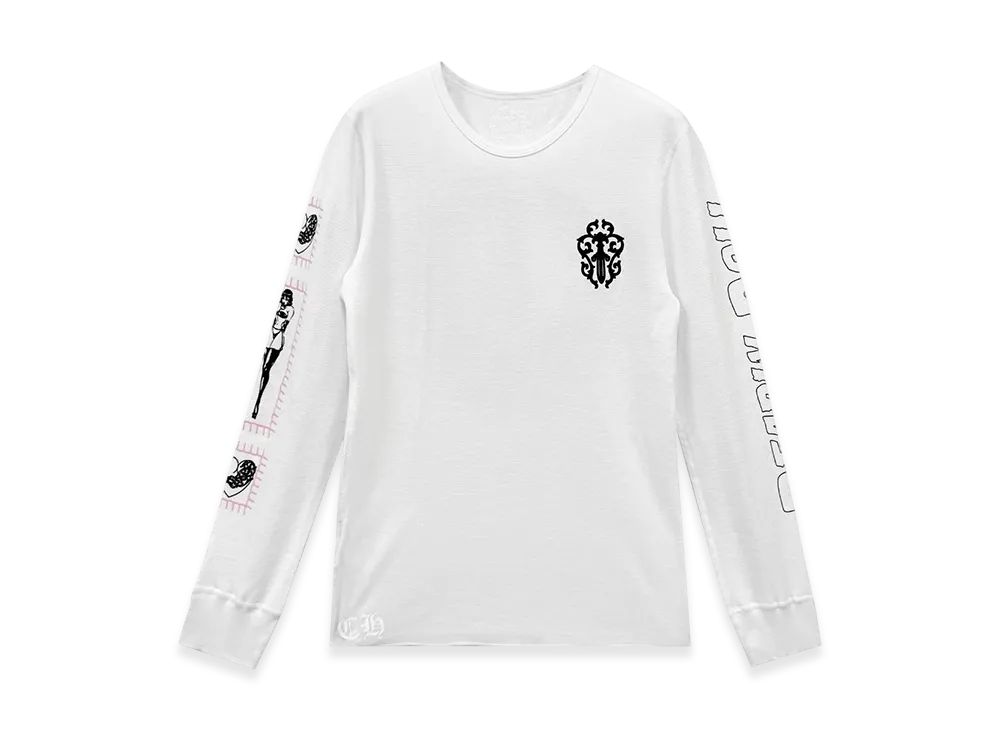 Chrome Hearts Deadly Doll Horseshoe Waffle Thermal L/S T-Shirt "White"