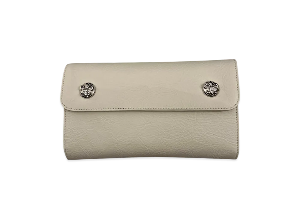 クロムハーツ BSフレア ボタン レザーウォレット "ホワイト"