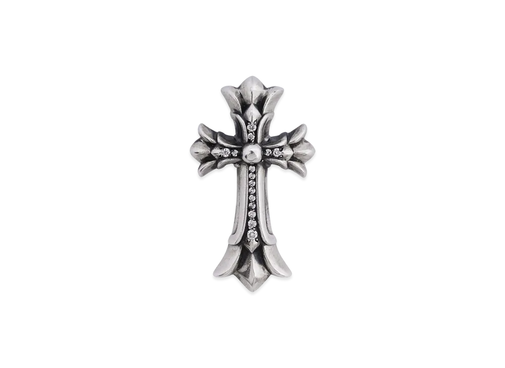 クロムハーツ ダブル CHクロス スモール ウィズ パヴェダイヤモンド ペンダント "シルバー"