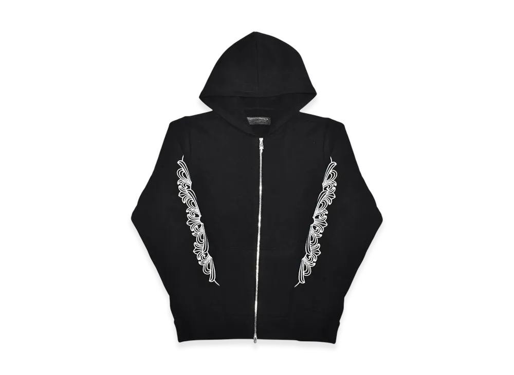 Chrome Hearts Cashmere Floral Cross Dagger & Cross Ball Zip Up Hoodie "Black"