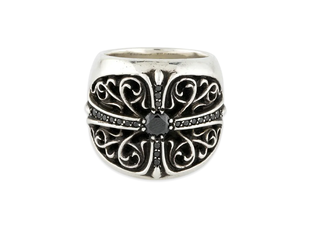 Chrome Hearts Classic Oval Ring with Pave Black Diamonds "Silver/Black"