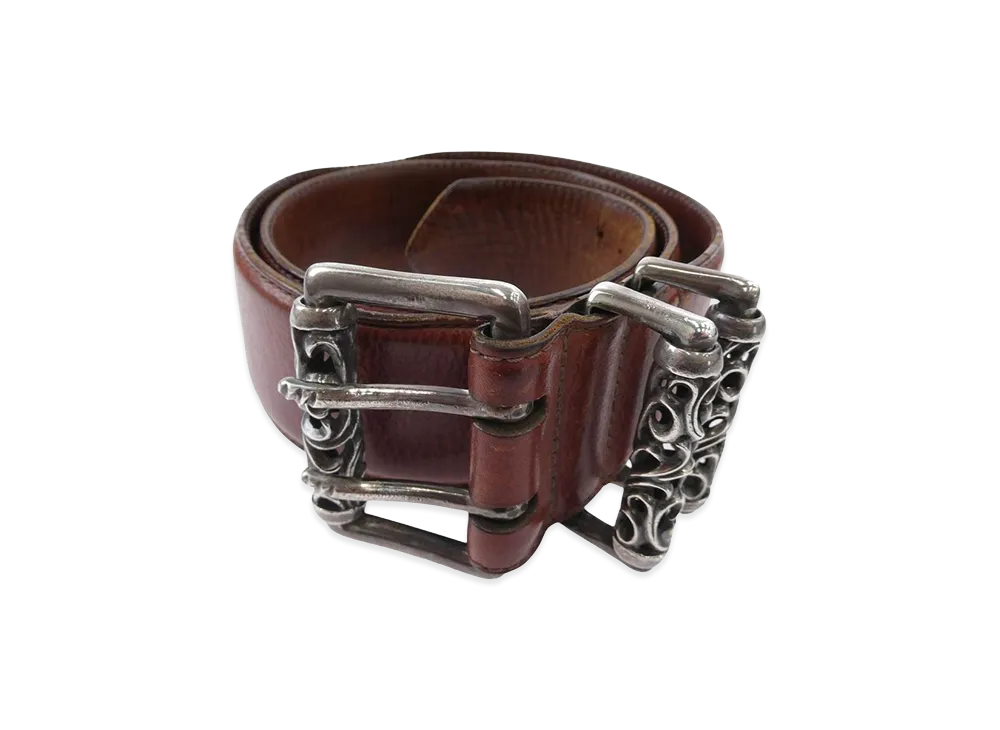 Chrome Hearts Double Pin 3 Piece Roller Leather Belt "Brown"