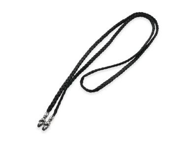 Chrome Hearts Lips & Tongue Leather Braid Necklace "Black/Silver"