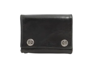 Chrome Hearts 3 Fold Floral Button Leather Wallet "Black"