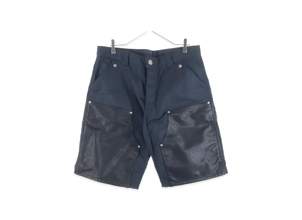 Chrome Hearts Cross Patch Leather Nylon Carpenter Shorts "Navy/Black"
