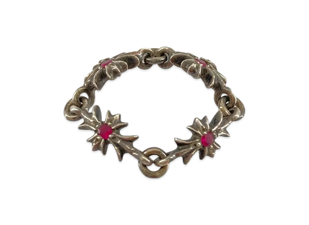 Chrome Hearts Tiny E CH Plus Ring With Pink Sapphire "Silver"