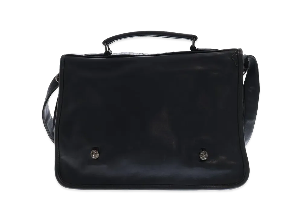 Chrome Hearts Crossball Button 2Way Leather Flap Shoulder Bag "Black"